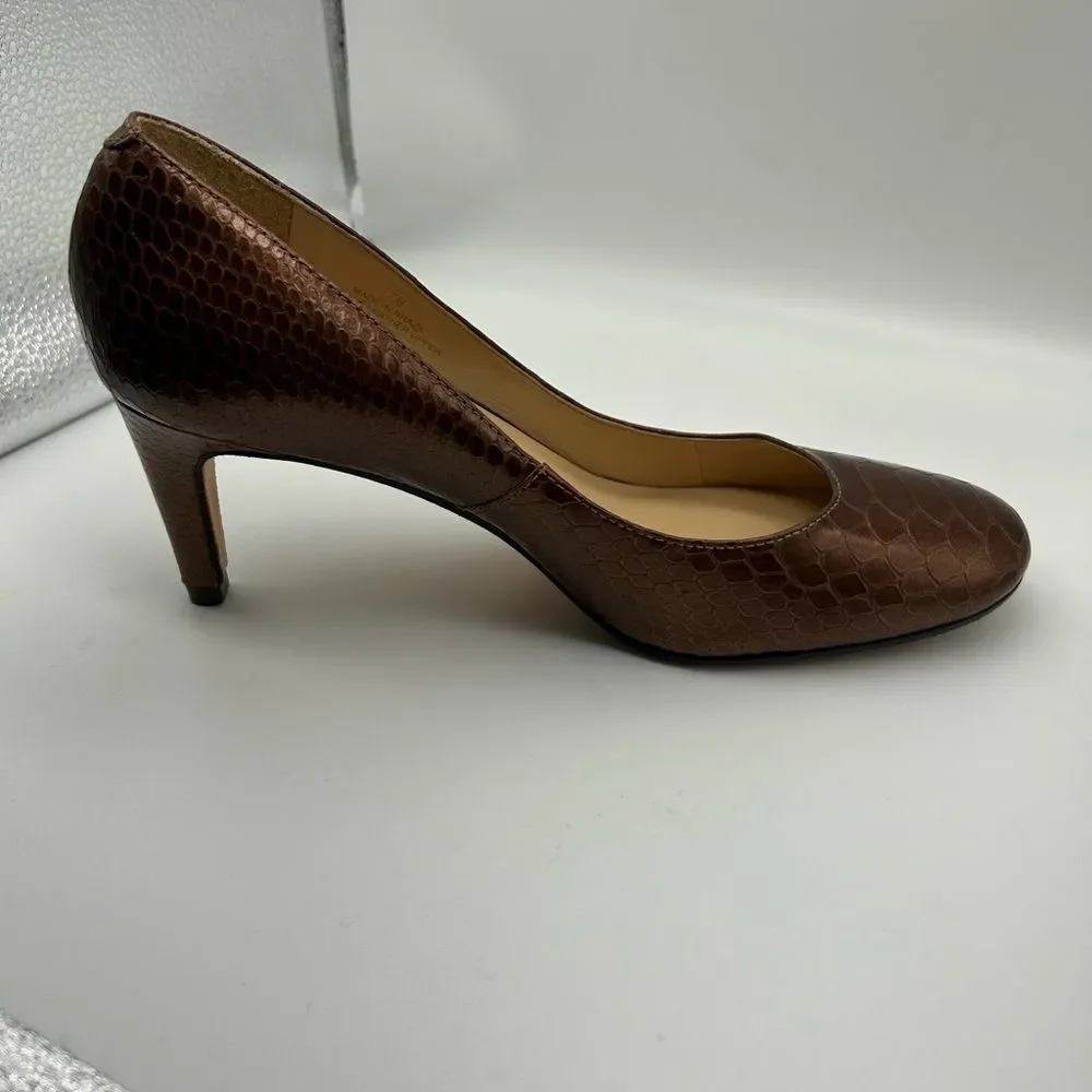 Talbots Leather Snakeskin Pumps in Bronze Size 7B
